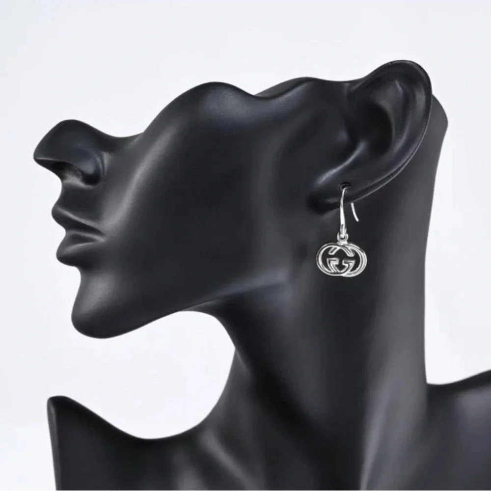 NIB Gucci Interlocking GG 925 Sterling Silver Drop Earrings - Picture 6 of 8